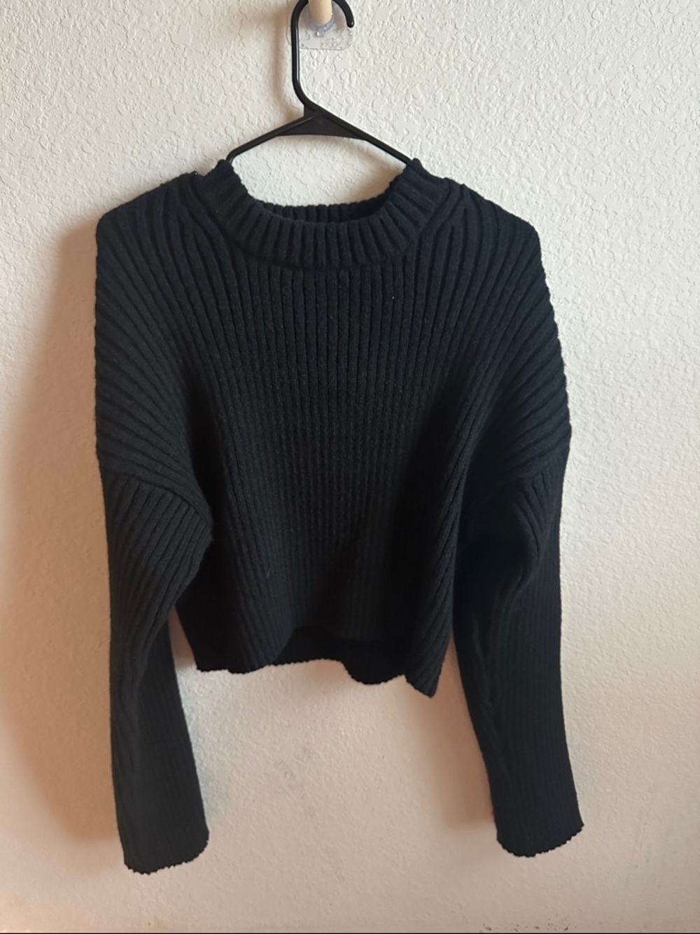 TALULAH Black Ribbed Crewneck Sweater